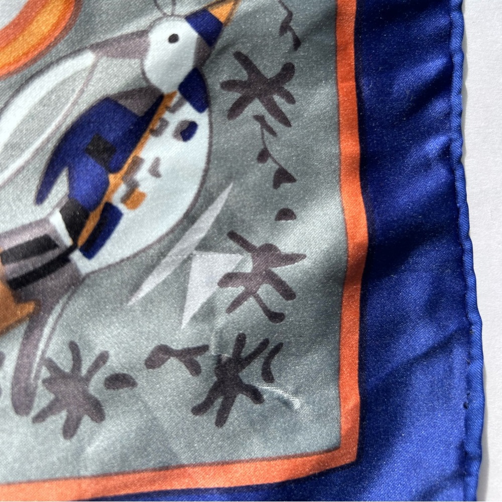silk scarf  VALOIS VINTAGE PARIS xl size printed kachina - Picture 9 of 11